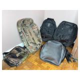 5 Backpacks and Bags Mix Camo and Black