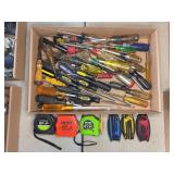 Hand Tool Lot With Screwdrivers and Tape Me