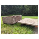 Two Wooden Rolling Carts w/ Casters