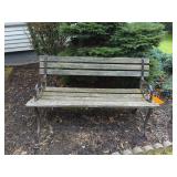 48"L Wood and Metal Outdoor Garden Bench