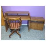 Wood Rollback Chair With Desk and Side Cabinet