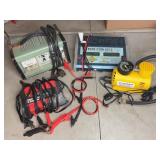 Battery Chargers and Air Compressor Lot