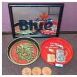 Bar Advertising Trays With Labatt Blue Mirror