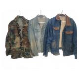 (3) Jackets - US Army, Wrangler Denim, Sherpa