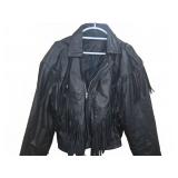 Black Leather Fringe Motorcycle Jacket