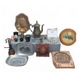 Vintage Metalware, Pottery, Clock & Souvenirs