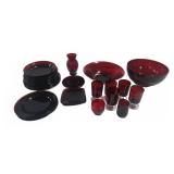 Red Glass Dinnerware and Drinkware Set