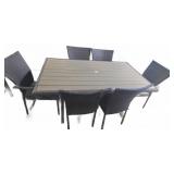 Outdoor Wicker Patio Dining Set With Six Chairs