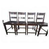 4 Dark Wood Bar Stools With Ladder Backs