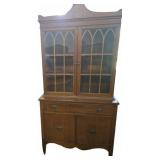 Wood Hutch With Glass Doors And Drawers