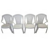 4 White Plastic Patio Chairs