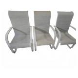 3 Modern White Metal Frame Armchairs