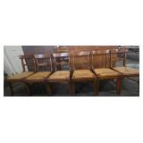 6 Wood Dining Chairs With Woven Seats