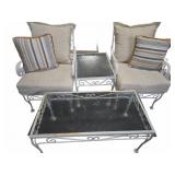 White Wrought Iron Patio Set With Glass Tables