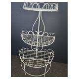 Three-Tier White Metal Plant Stand