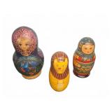 Three Sets of Russian Nesting Dolls Assorted