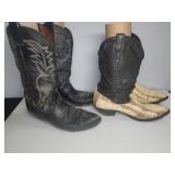 Black Leather & Snakeskin Cowboy Boots,