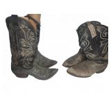 Two Pairs Leather Western Cowboy Boots