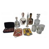 Barware Lot: Decanters, Glassware, Plaques