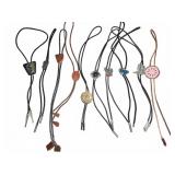 Bolo Ties With Silver, Stone, Beads.