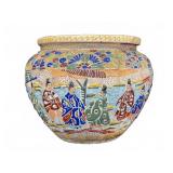 Japanese Satsuma Style Relief Pottery Urn