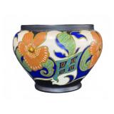Gouda Holland Art Pottery Bowl With Floral Motif