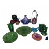 Colored Art Glassware Collection Lot