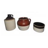 Three Stoneware Crocks and Jugs Assortment