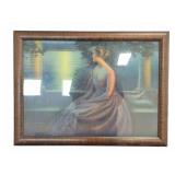 Art Noveau Print, 25"x19", Original Frame
