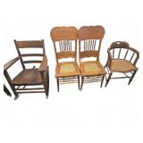 Four Assorted Wood Chairs Including Rocker