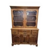 Wood Hutch with Glass Doors and Storage Cabinets