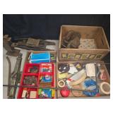 Box Lot of Hand Tools and Hardware Supplies