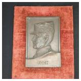 Bronze Portrait Plaque of Foch on Velvet Mount