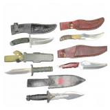 Fixed Blade Knives with Sheaths, 6 Pieces