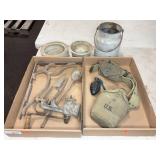 Military Canister, Belt, Grenade Body, Iron Tools