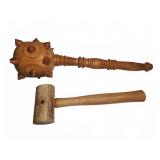 Wooden Mallet and Decorative Mace