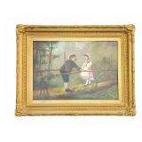 Framed Antique French Oil Painting 26"x21"