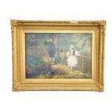 Framed Antique French Oil On Canvas, 26"x21"