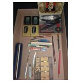 Vintage Pens, Knives, and Tennyson Tin