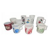 10 Assorted Milk Glass Mugs