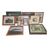 10 Framed Art Prints and Mixed Media Pieces