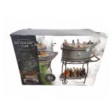 Copper-Banded Beverage Tub With Rolling Cart