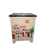 Hand-Painted Wooden Cabinet With Desert Motif