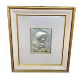 10.5"x12" Framed Silver Madonna and Child Relief