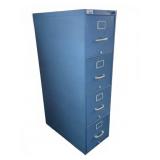 Blue Metal Four-Drawer Filing Cabinet