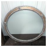 Antique Round Wall Mirror With Ornate Frame