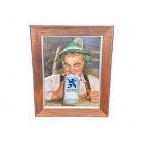 Framed Lï¿½wenbrï¿½u Munich Beer Art Print 15x18