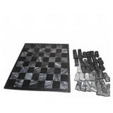 Black and Gray Marble Chess Set with Board