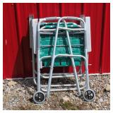 Aluminum Folding Walker & (2) Webbed Lawn Chairs