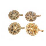 4 Hand Painted Ceramic Escargot Dishes